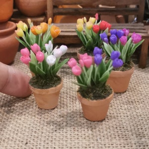Miniature Dollhouse Tulip: Handmade Flower Bouquet Arrangement