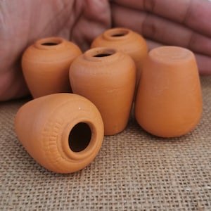 Handmade Miniature Terracotta Clay Jar: Dollhouse Fairy Garden Decor (38x31mm)