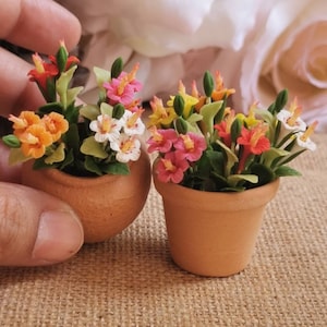 Miniature Dollhouse Clay Flower Bouquet: Tiny Chinese Rose Bunch
