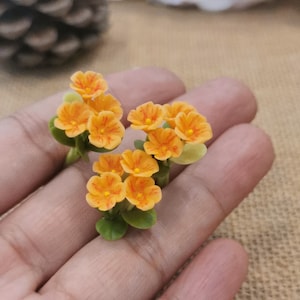 Miniature Dollhouse Primrose: Handmade Clay Flower Bouquet