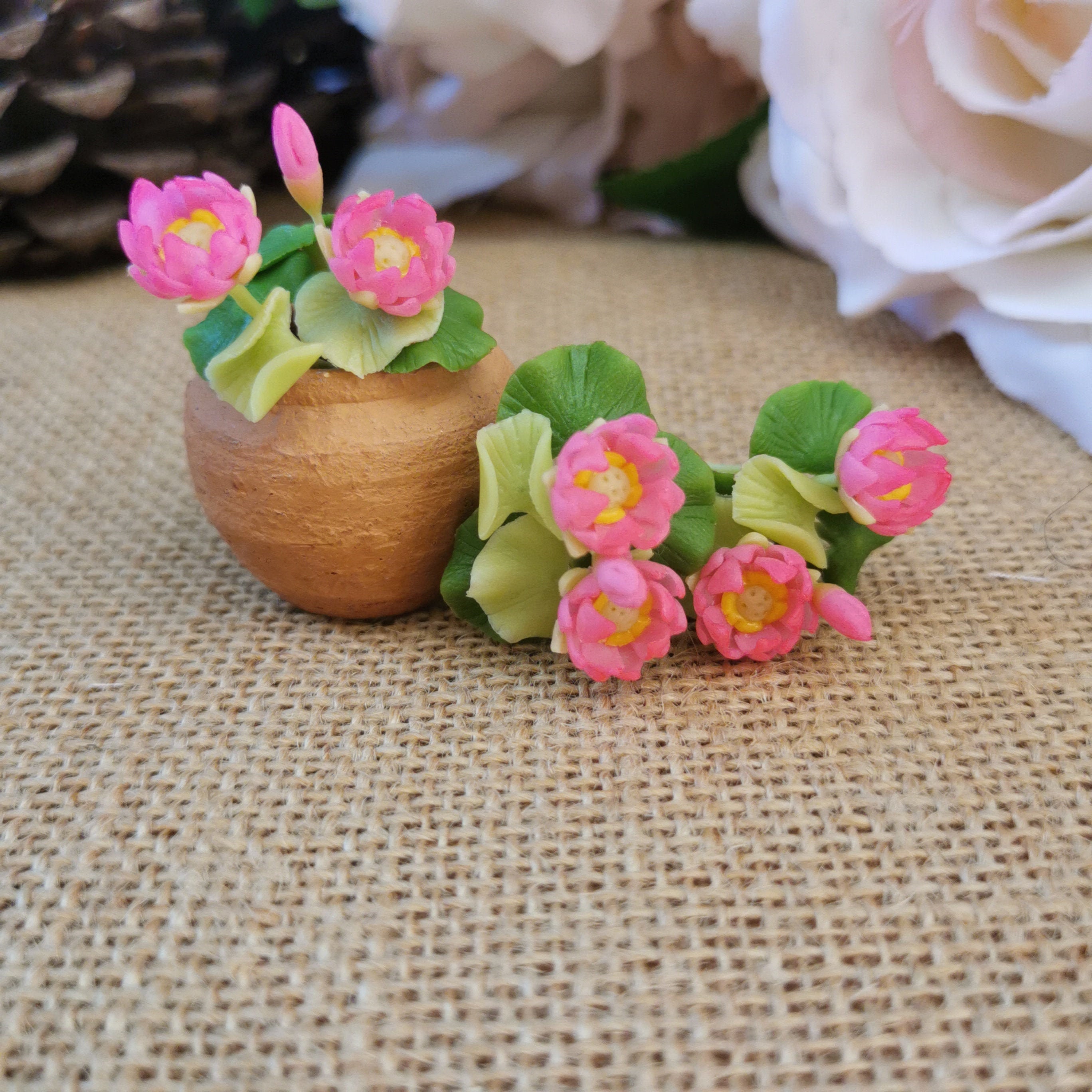 Miniature 'flowers in a watering can' tutorial using polymer clay