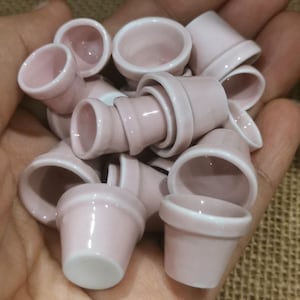 Miniature Light Pink Ceramic Pot: Dollhouse Fairy Garden Decor (5/10 Pcs)