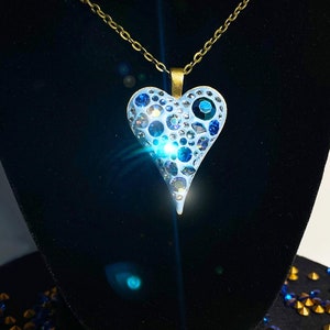 Valentine’s Day, Valentines Jewelry, Hearts, Heart Jewelry, Heart Pendant, Swarovski Crystals, Blue Heart, Blue Crystals, Blue, Polymer Clay