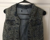 Cheetah print denim punk vest size xs