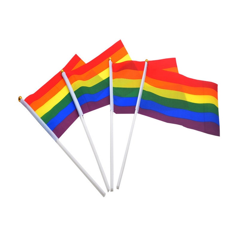 Custom Small Mini Bulk Hand Held Waving Rainbow Pride Flag Etsy