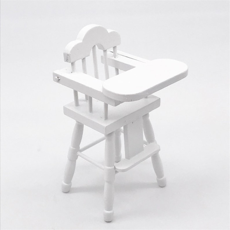 4pcs 1//12 White Wooden Stool Chair Furniture Model Dollhouse Miniature Decor