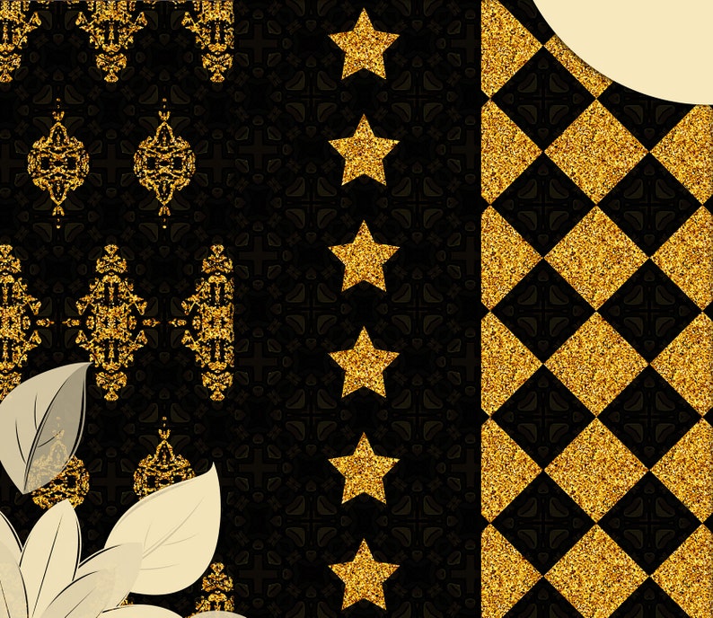 Golden Black Glitter wallpaper Digital Scrapbook Paper Etsy