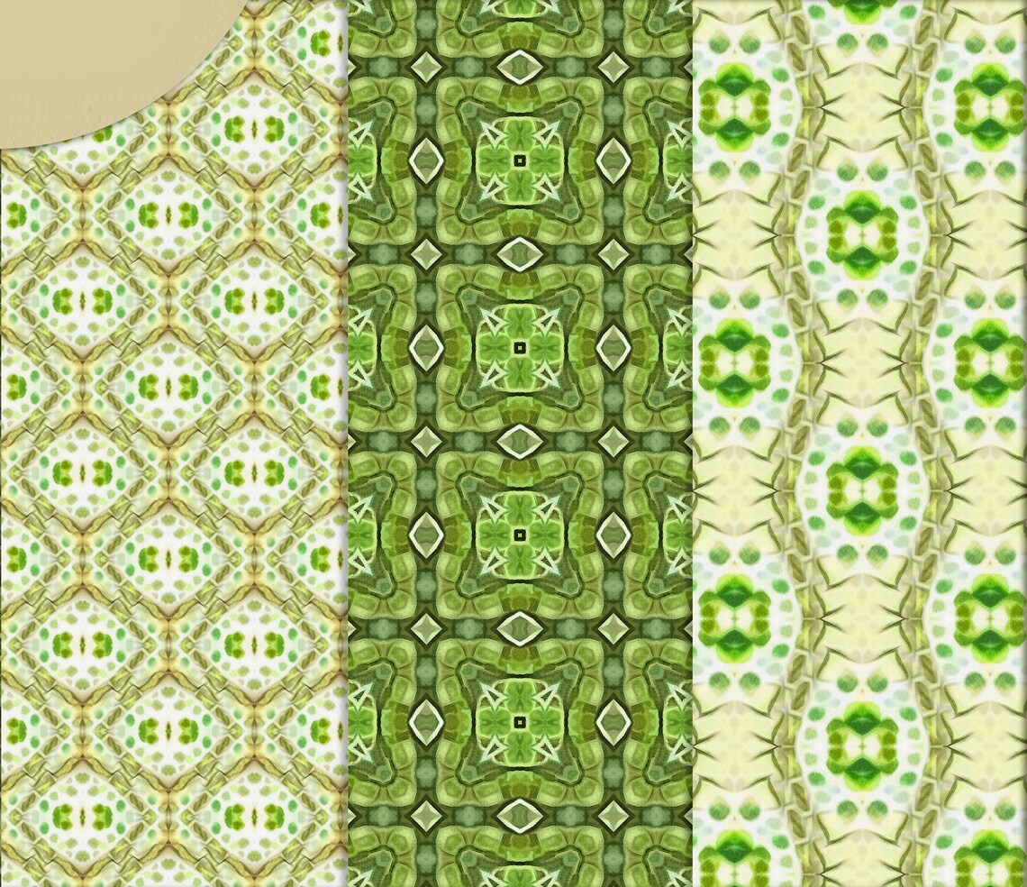Green Digital Pattern Paper Bright Printable Scrapbook Paper Etsy