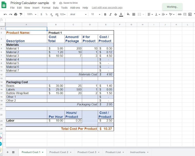 Product Cost Calculator Excel Free Download Excel Templates