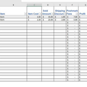 Poshmark Sales Spreadsheet Inventory Google Sheets Excel | Etsy