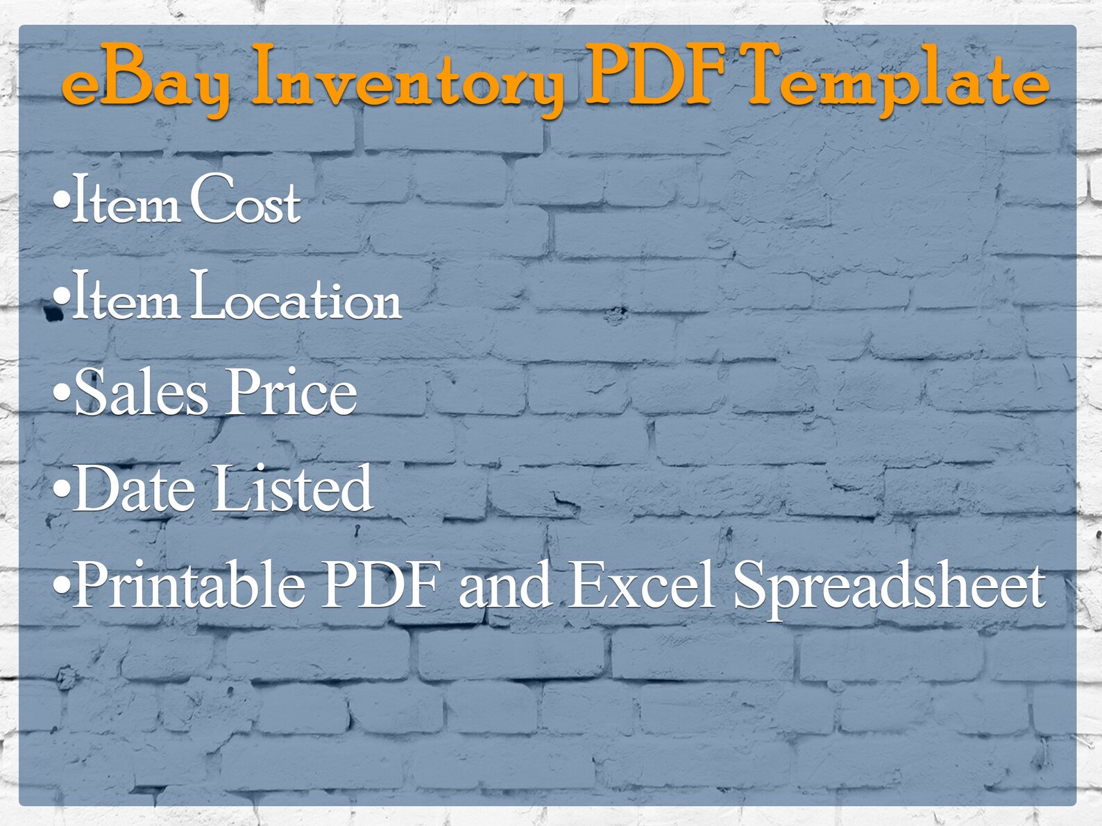 EBay Basic Inventory PDF Printable Spreadsheet Template for | Etsy