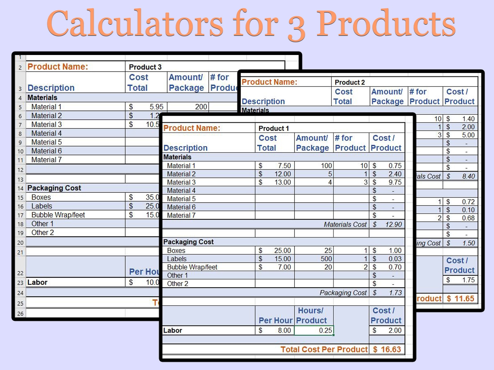 Etsy Product Cost Calculator Google Sheets Labor Costs Etsy