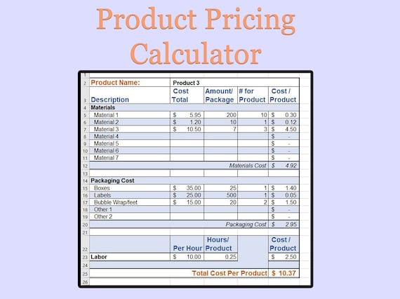 Etsy Product Cost Calculator Google Sheets Labor Costs Etsy