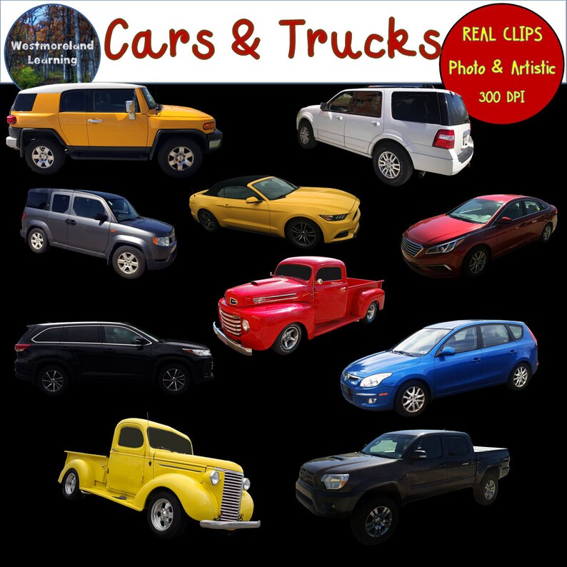 Cars And Trucks Clip Art Car And Truck Vehicle Digital Stickers - 