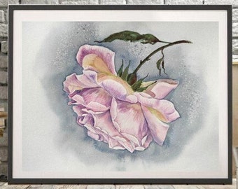 SHABBY CHIK PINK rose original watercolor small art painting Flower art Vintage Victorian style Romantic French country wall art Floral arts