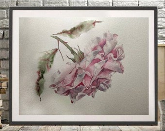 GIFT- PINK ROSE Art Painting, Gift for Mom and Girl, Antique Pink Floral Jpg, Png, Vintage Purple Flower, Pink Decorative Victorian Interior