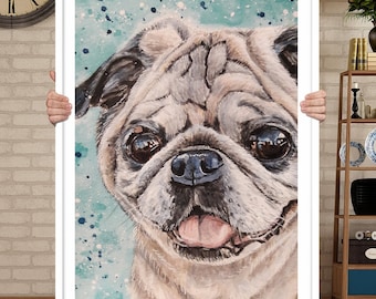 Peekaboo Dog Portrait Hand Painted Custom Watercolor, Paint my cat, Draw my dog, Draw my cat Draw my pet Paint my pet Original Art portraits