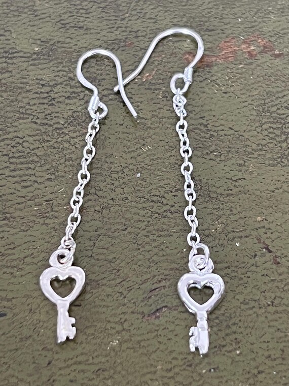 pretty solid silver 21 key earrings - image 2
