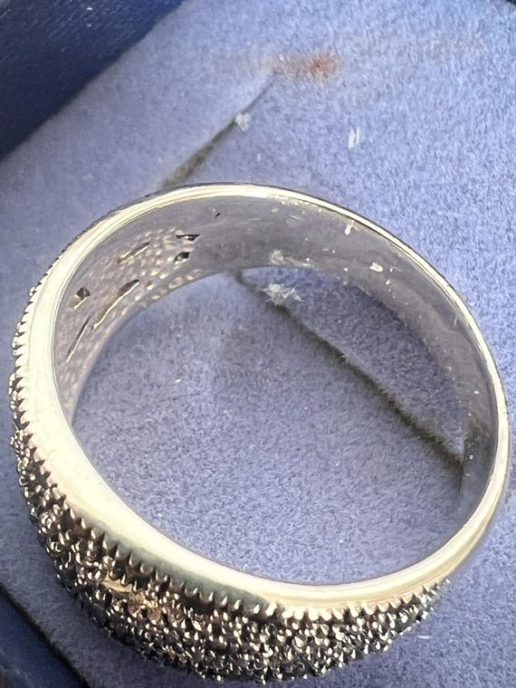 solid silver and markesite size O ring - image 2