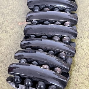 striking restrung Whitby jet bracelet