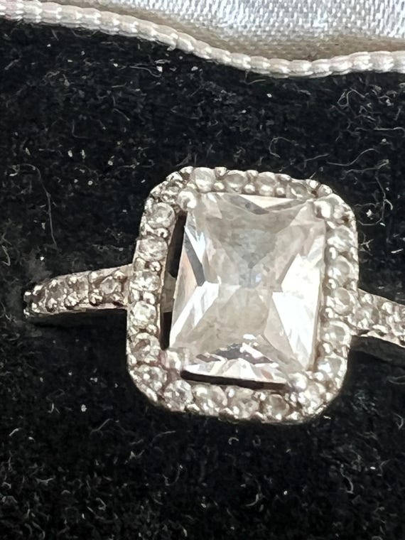 size M solid silver glass ring - image 2