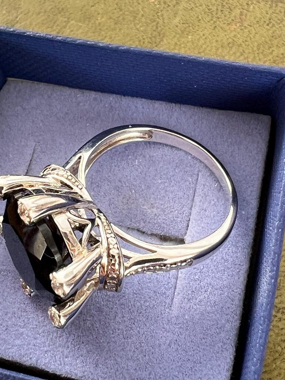 solid silver size P real stone ring - image 2
