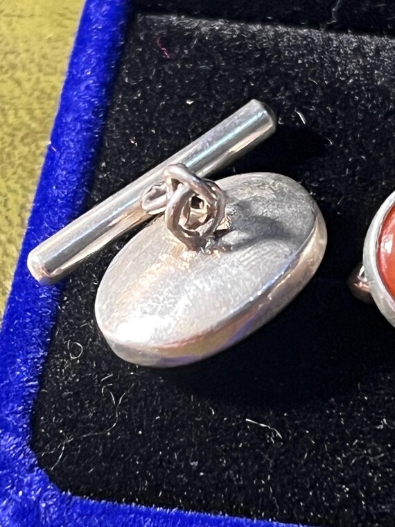 solid silver and agate cuff links - image 3