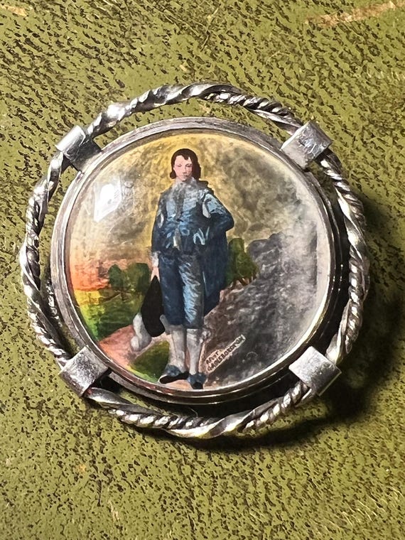 solid silver painted boy blue brooch - image 2