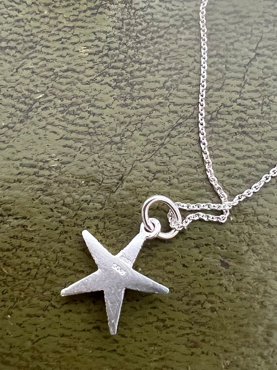 solid silver crystal star necklace - image 4