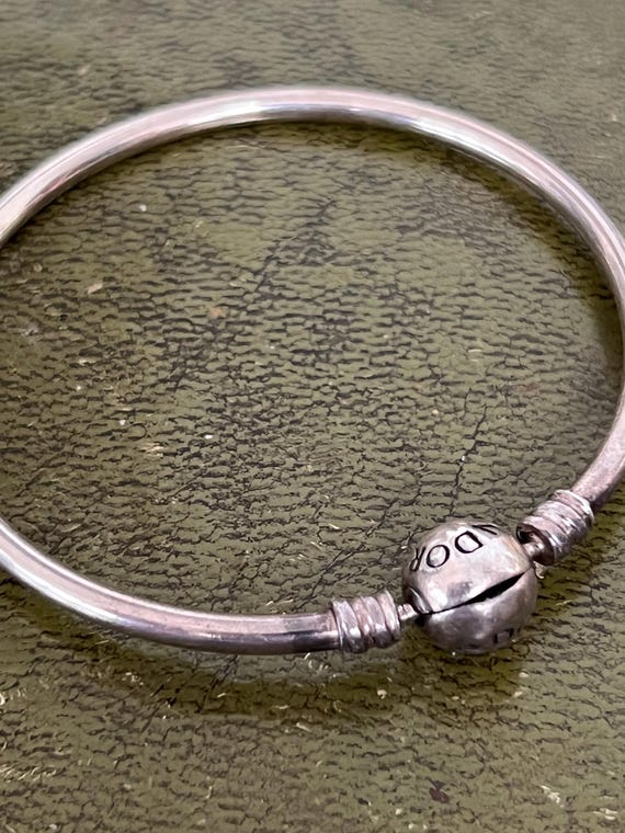 solid silver Pandora charm bangle - image 1