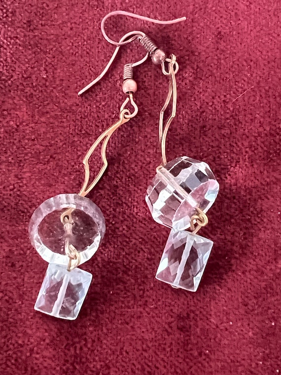 solid silver gilt crystal earrings - image 1