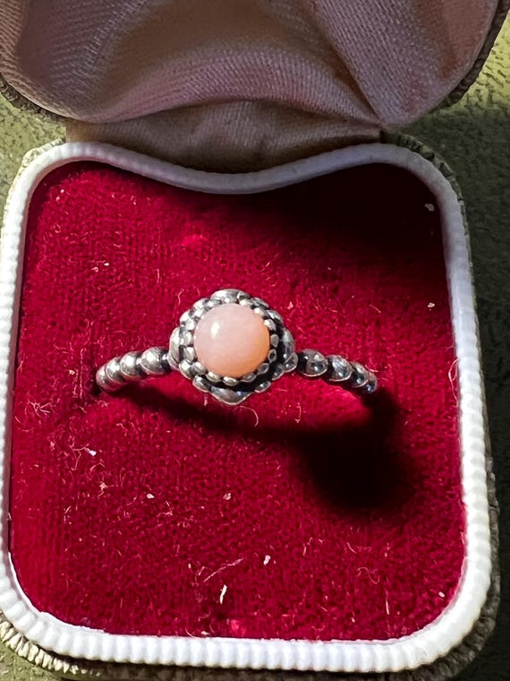 solid silver Pandora ring with birthstone size o - image 2