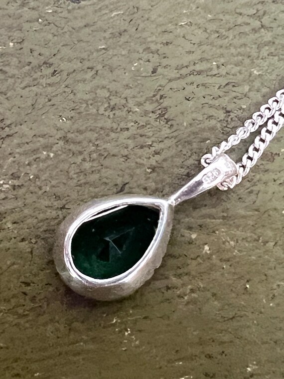 solid silver Russian diopside pendant - image 3