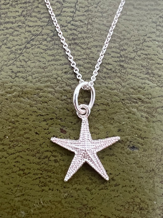 solid silver crystal star necklace - image 1