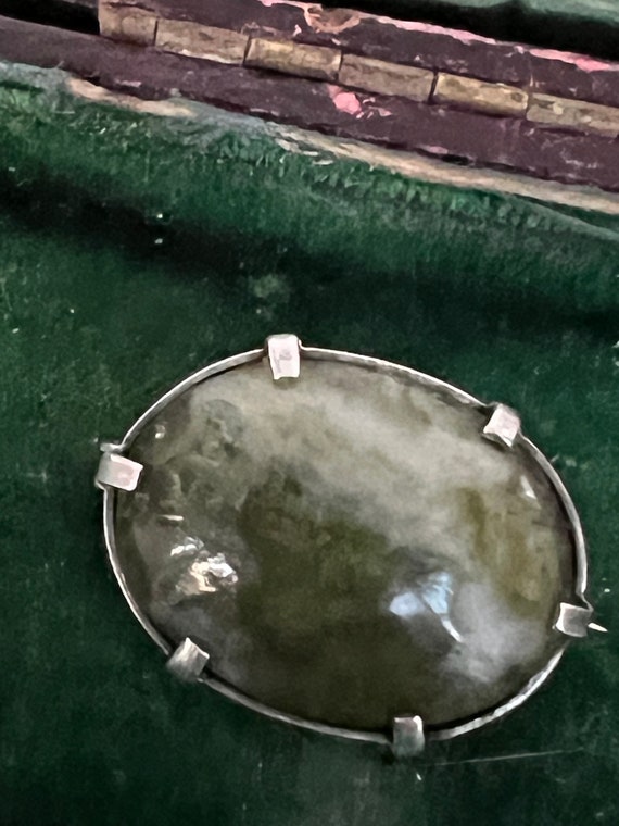 stunning solid silver and agate brooch - image 1