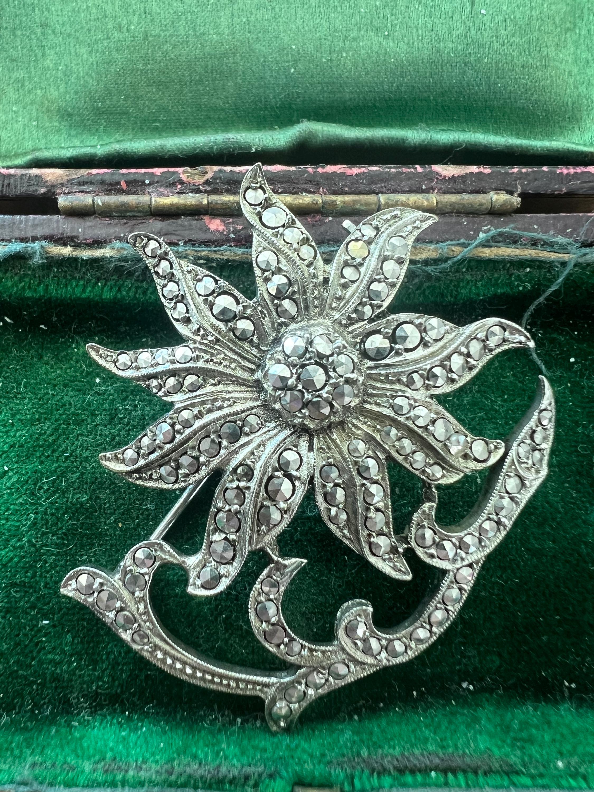 Broche Ancienne Art Déco En Argent Massif 925 - Occasion - Bijou Vintage