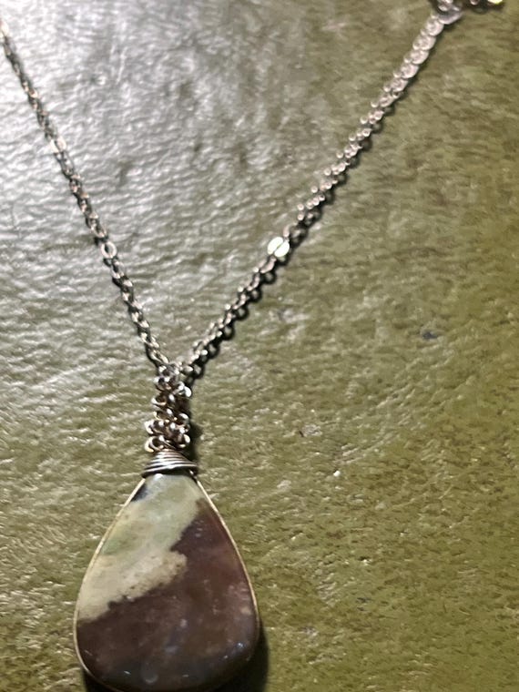 solid silver and agate pendant - image 2