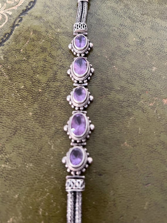A solid silver amethyst bracelet - image 2