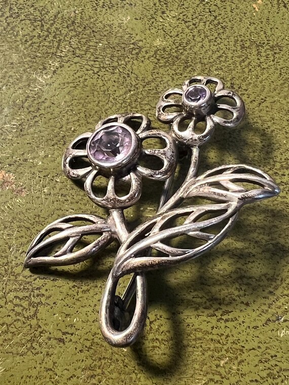 solid silver and glass brooch - image 2