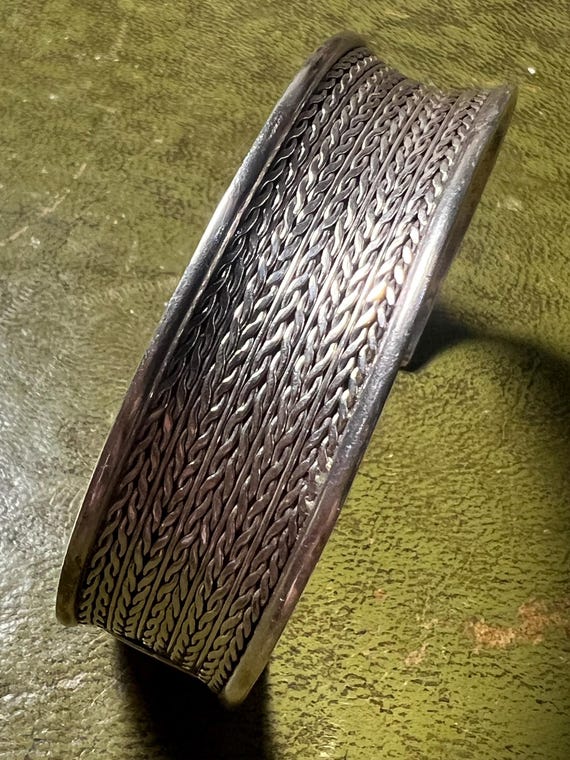 superb solid silver adjustable bangle 1 cm - image 1