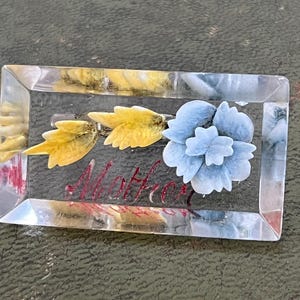 stunning vintage lucite mother brooch