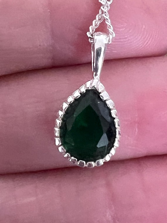 solid silver Russian diopside pendant - image 2