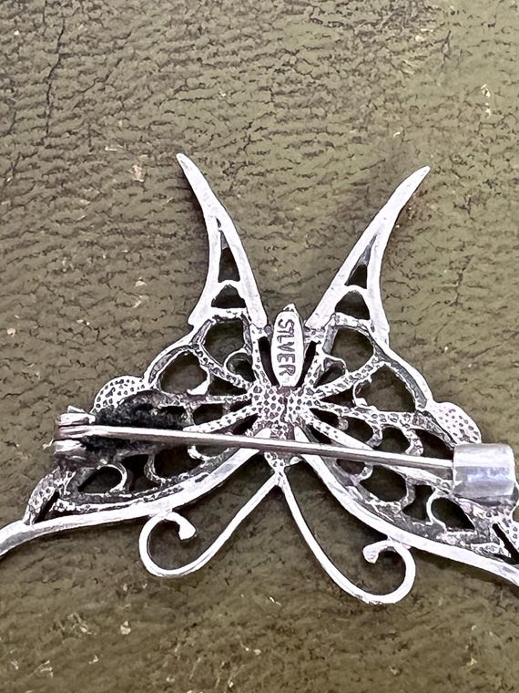solid silver butterfly brooch - image 3