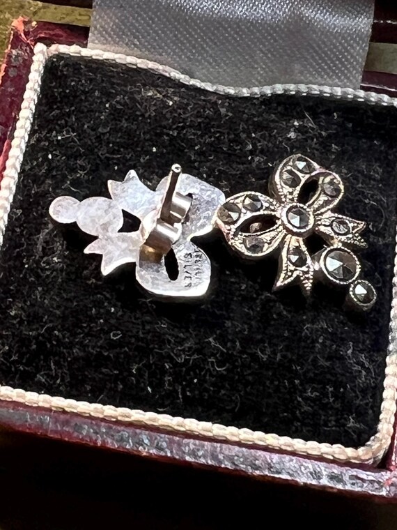 Superb art deco solid silver markesite studs - image 3