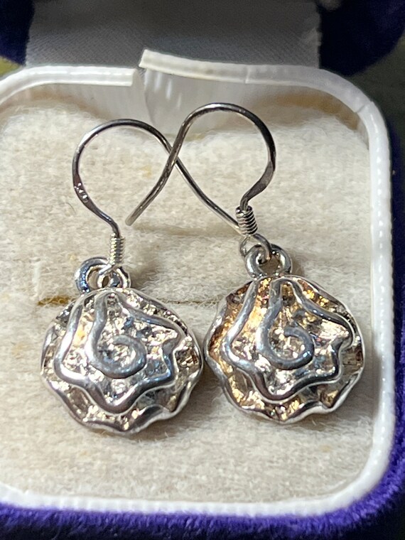 pretty solid silver drop earrings - image 2