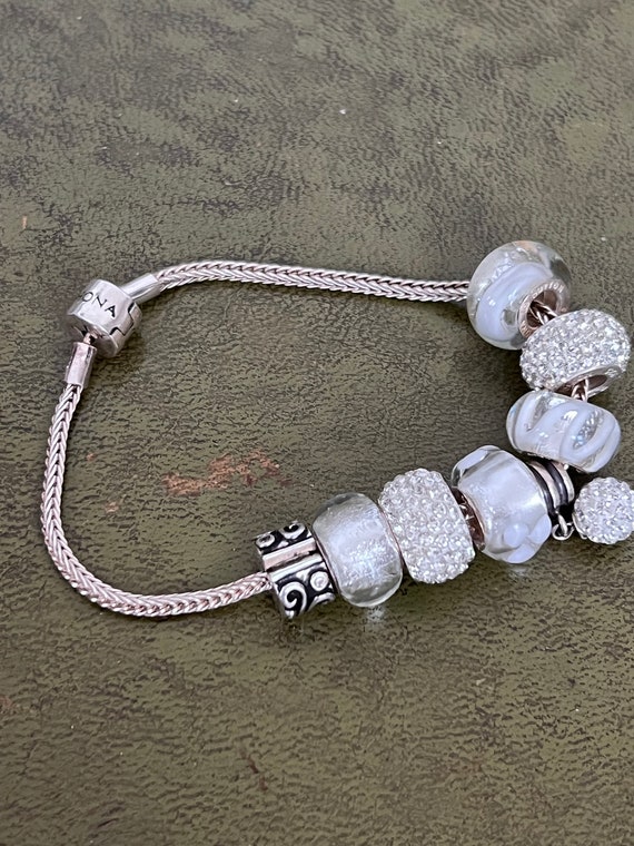 solid silver and crystal Rhonda Sutton charm brac… - image 1