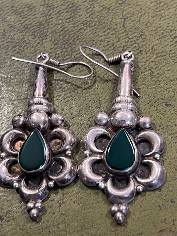 solid silver and agate stunning earrings - image 1