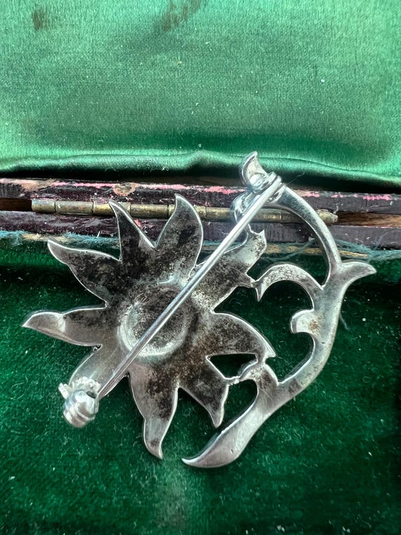 solid silver art deco markesite brooch - image 3