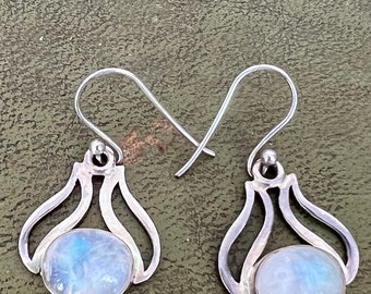 Solid silver moonstone earrings