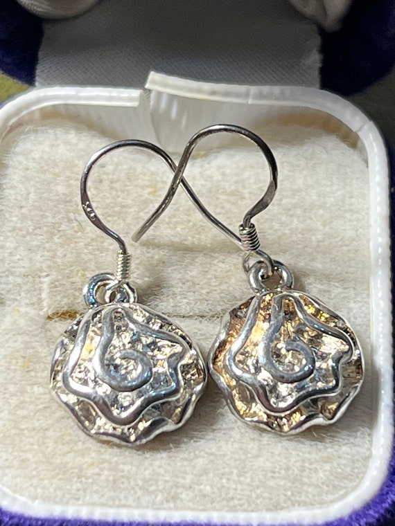 pretty solid silver drop earrings - image 1